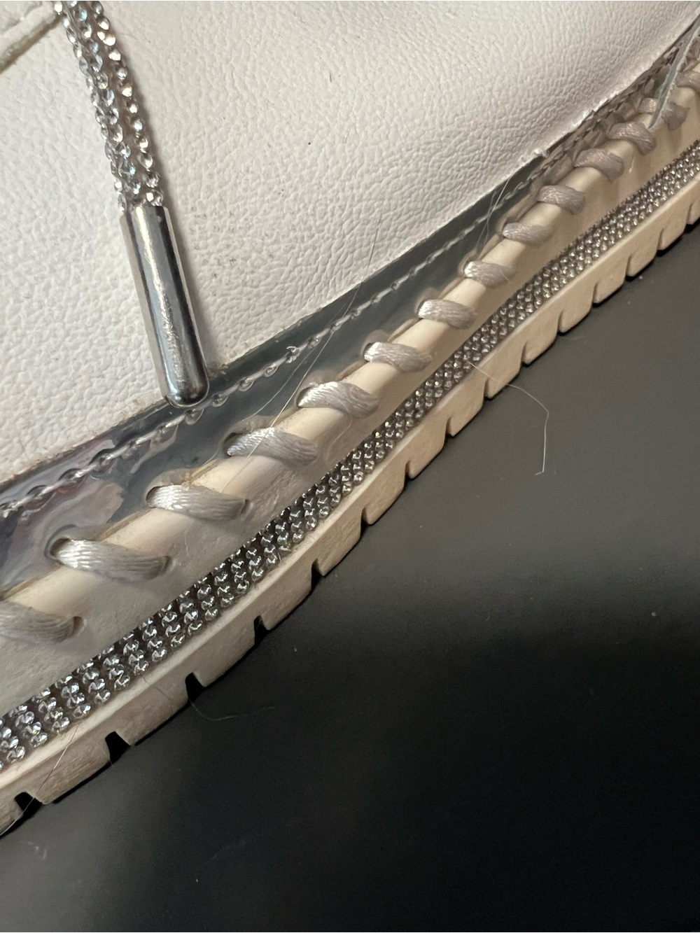 ☀️ Women’s Bling-Encrusted White and Silver Athletic Sneakers - Picture 3 of 10